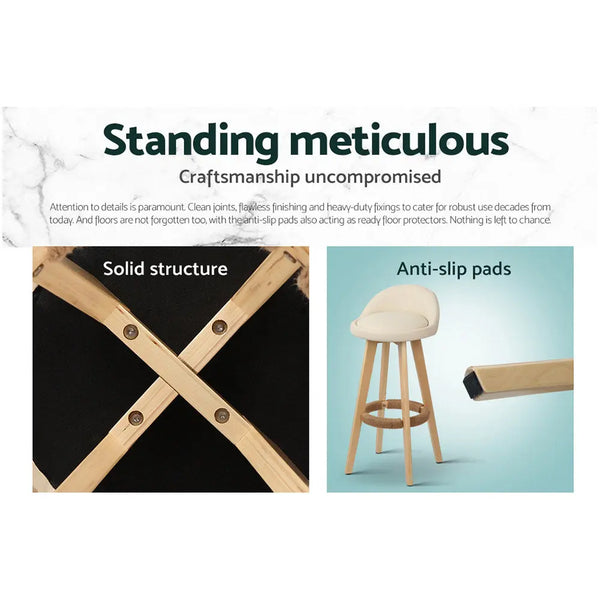 Artiss Set of 2 PU Leather Backrest Bar Stools - Beige Deals499