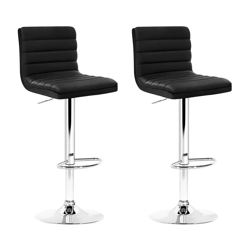 Artiss Set of 2 PU Leather Bar Stools Padded Line Style - Black Deals499