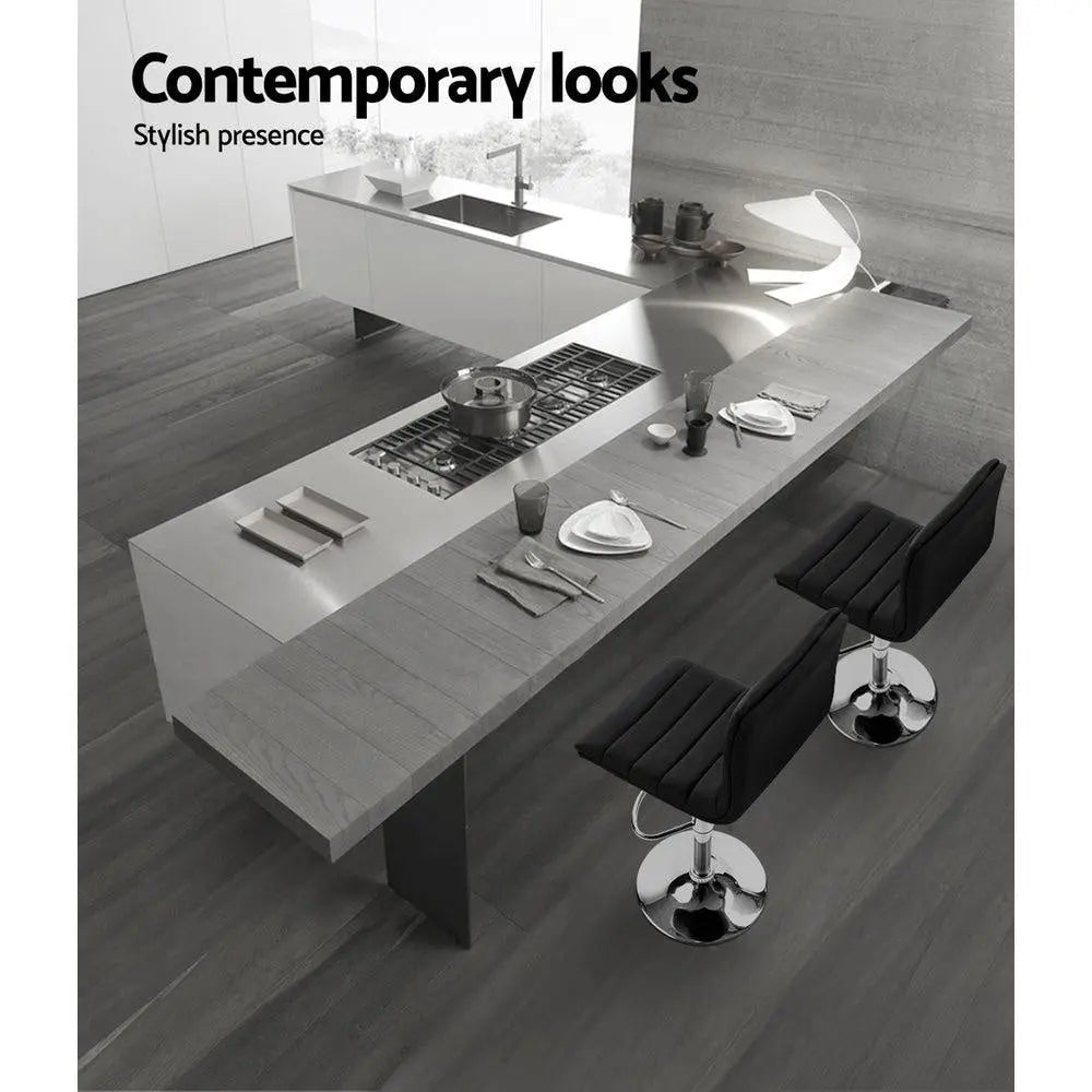 Artiss Set of 2 PU Leather Bar Stools Padded Line Style - Black Deals499