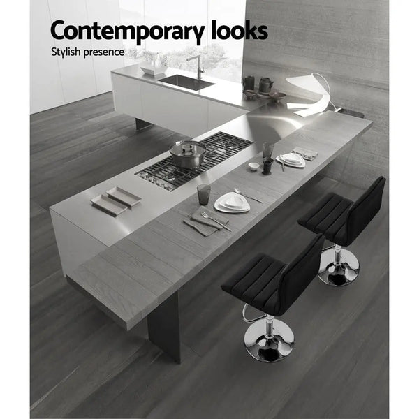 Artiss Set of 2 PU Leather Bar Stools Padded Line Style - Black Deals499