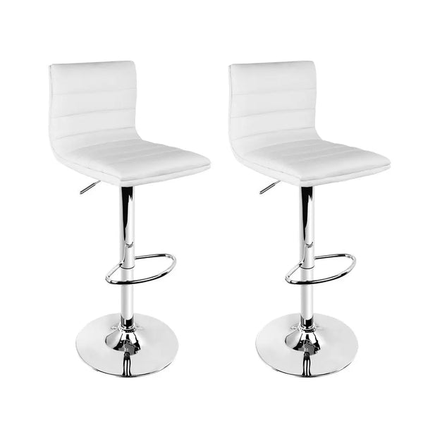 Artiss Set of 2 PU Leather Bar Stools Padded Line Style - White Deals499