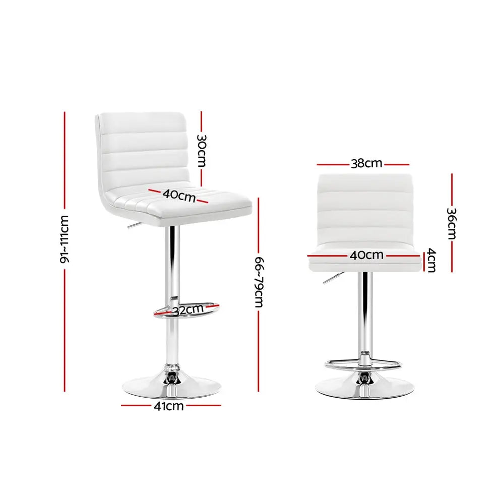 Artiss Set of 2 PU Leather Bar Stools Padded Line Style - White Deals499