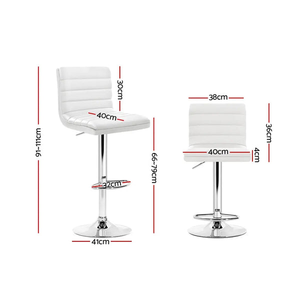 Artiss Set of 2 PU Leather Bar Stools Padded Line Style - White Deals499