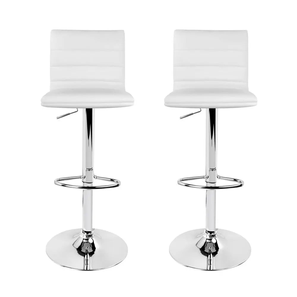 Artiss Set of 2 PU Leather Bar Stools Padded Line Style - White Deals499