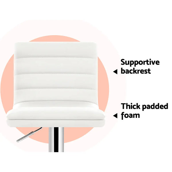 Artiss Set of 2 PU Leather Bar Stools Padded Line Style - White Deals499