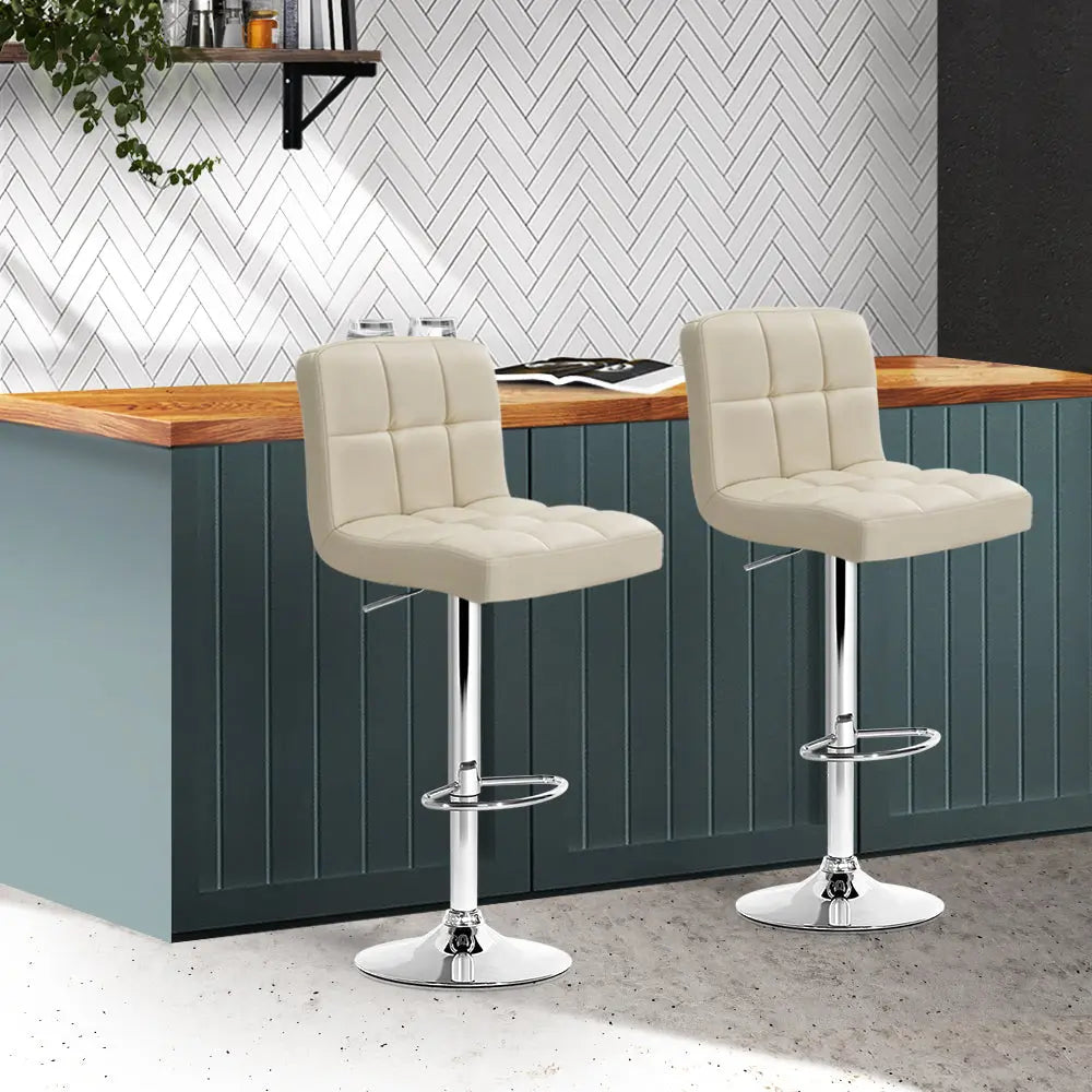 Artiss Set of 2 PU Leather Gas Lift Bar Stools - Beige Deals499