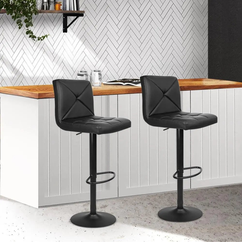 Artiss Set of 2 PU Leather Gas Lift Bar Stools - Black Deals499