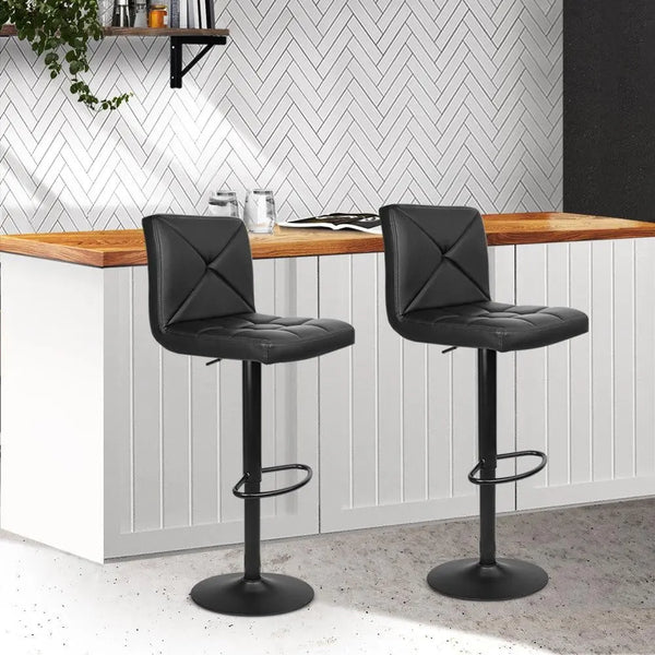 Artiss Set of 2 PU Leather Gas Lift Bar Stools - Black Deals499