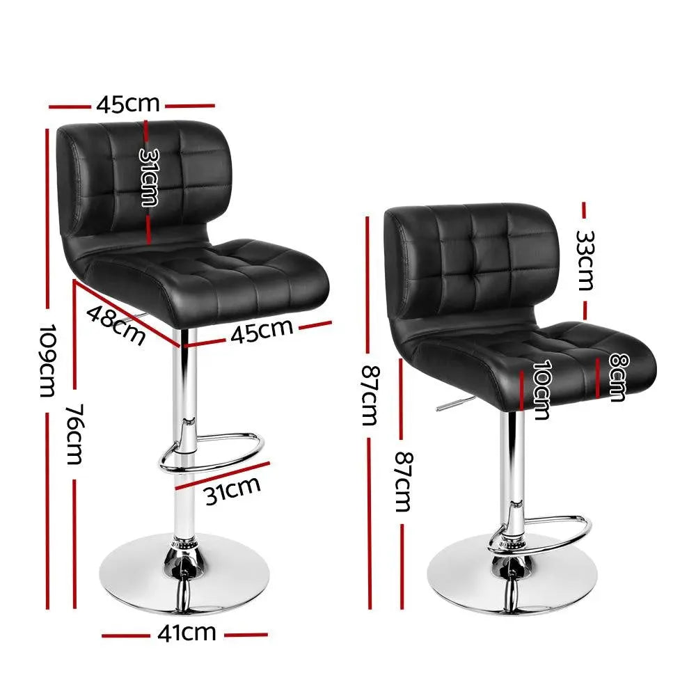 Artiss Set of 2 PU Leather Gas Lift Bar Stools - Black and Chrome Deals499