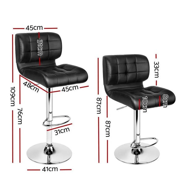 Artiss Set of 2 PU Leather Gas Lift Bar Stools - Black and Chrome Deals499