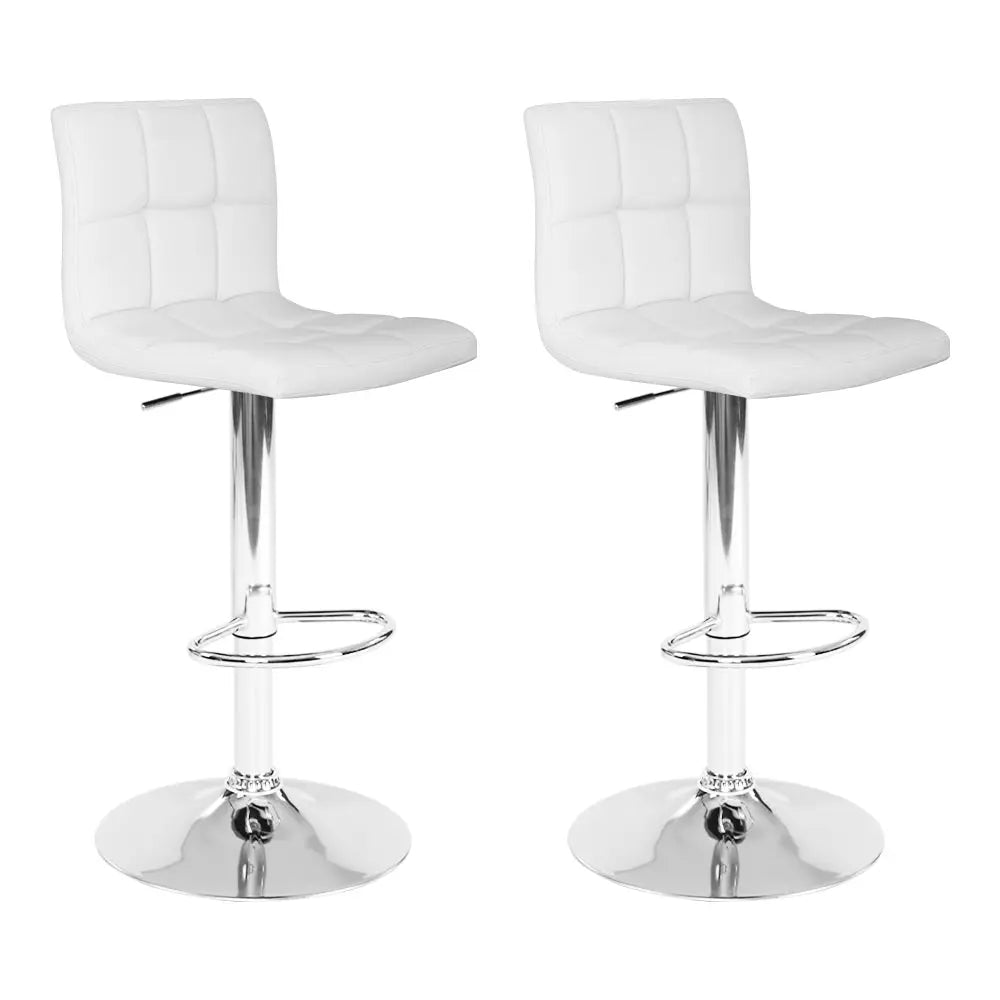 Artiss Set of 2 PU Leather Gas Lift Bar Stools - White Deals499