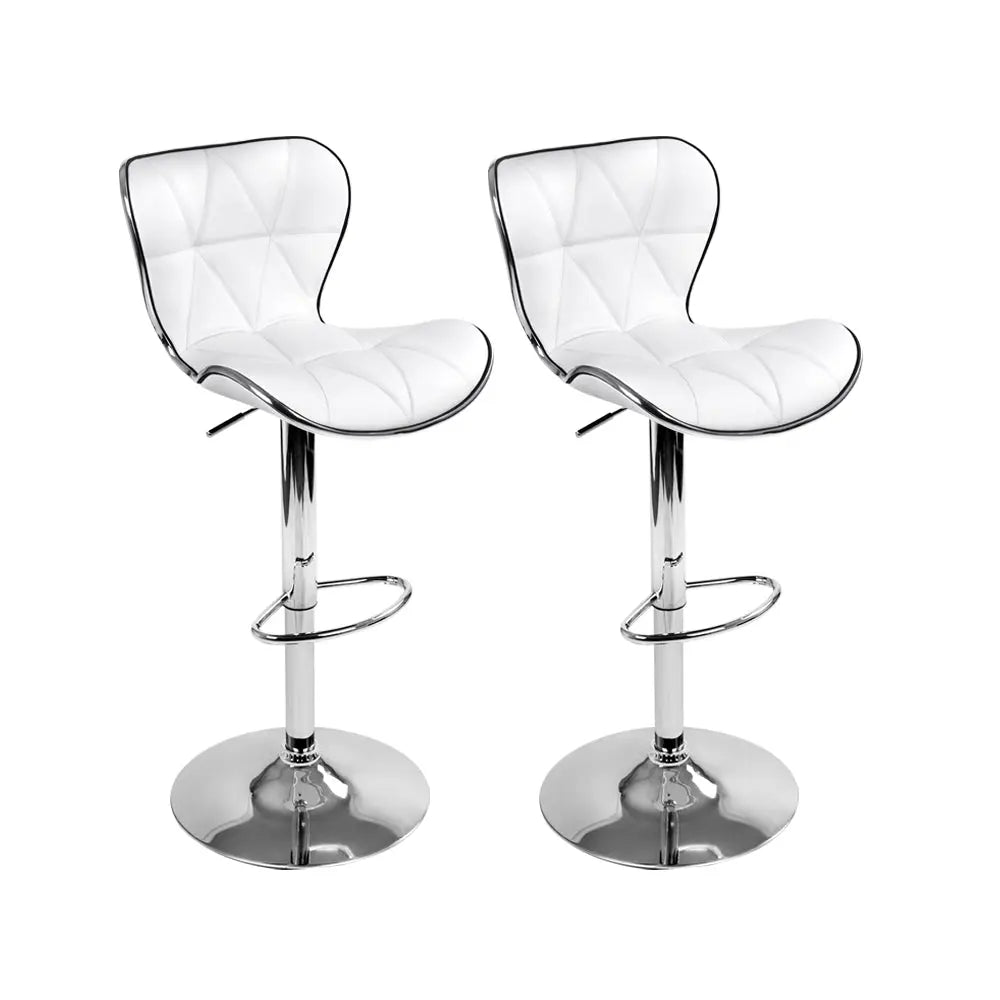 Artiss Set of 2 PU Leather Patterned Bar Stools - White and Chrome Deals499