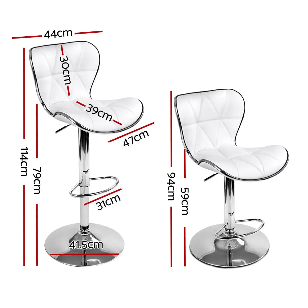Artiss Set of 2 PU Leather Patterned Bar Stools - White and Chrome Deals499
