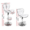 Artiss Set of 2 PU Leather Patterned Bar Stools - White and Chrome Deals499
