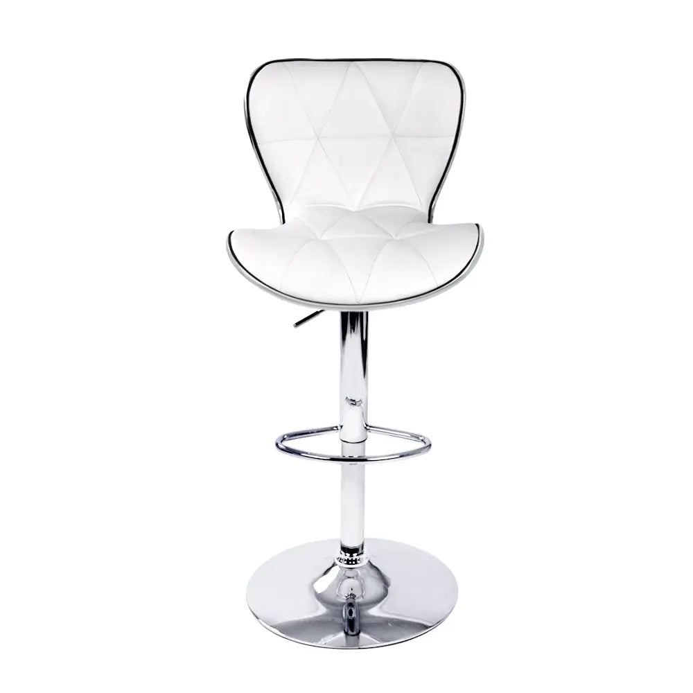 Artiss Set of 2 PU Leather Patterned Bar Stools - White and Chrome Deals499
