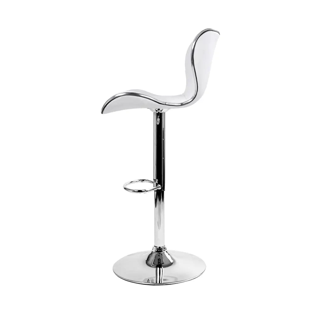 Artiss Set of 2 PU Leather Patterned Bar Stools - White and Chrome Deals499