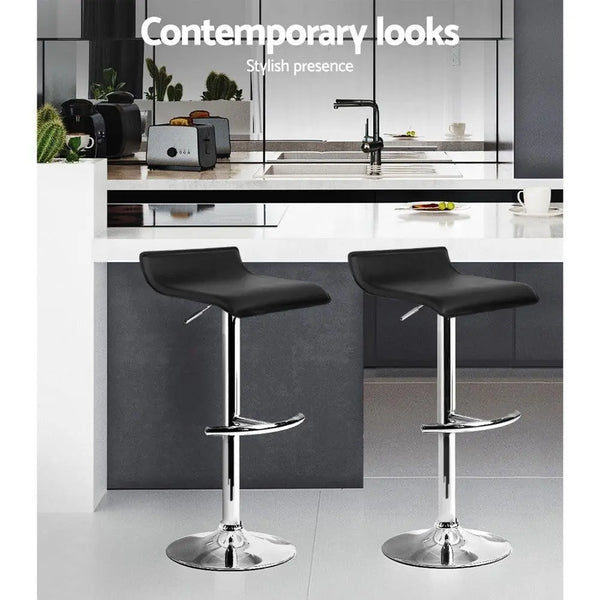 Artiss Set of 2 PU Leather Wave Style Bar Stools - Black Deals499