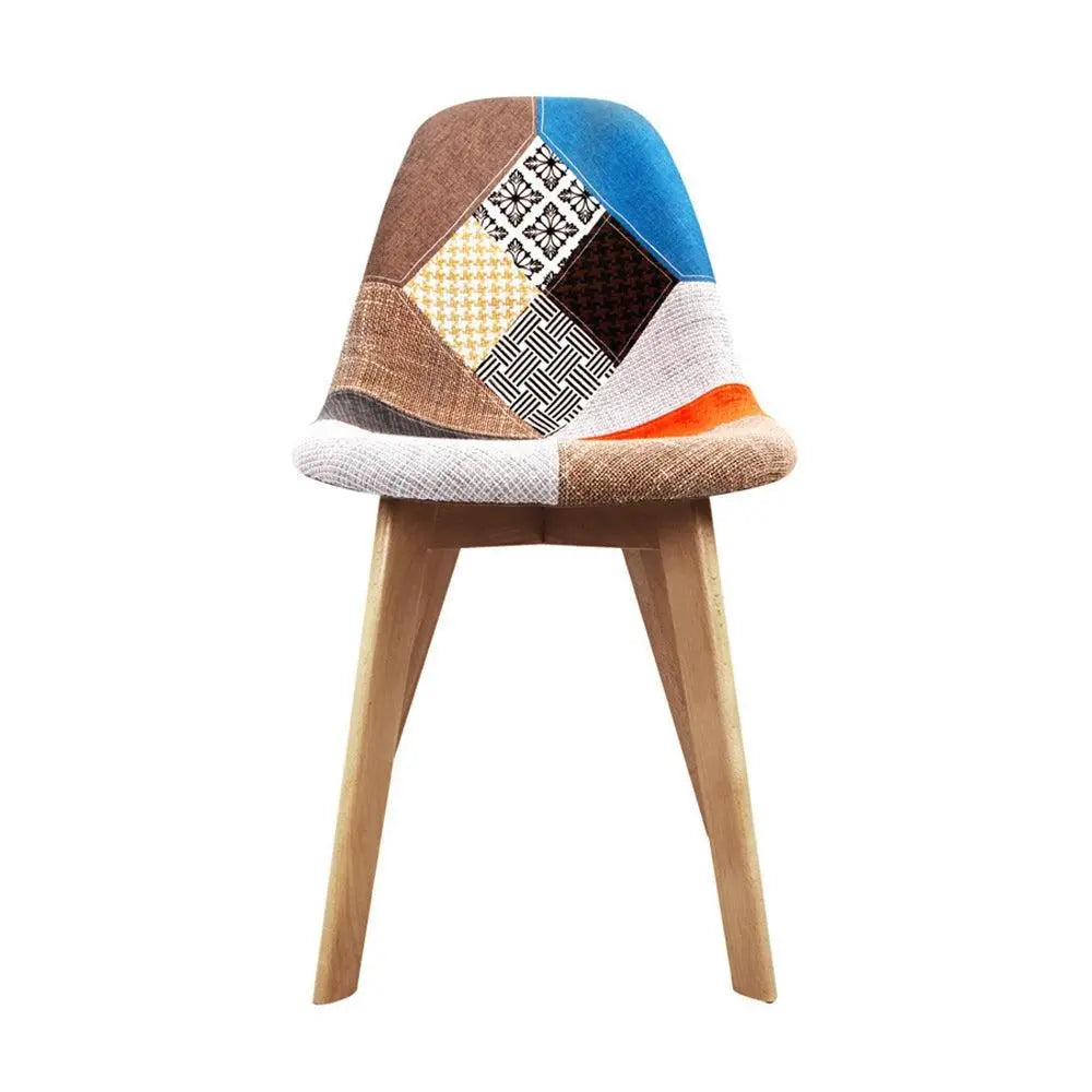 Artiss Set of 2 Retro Beech Fabric Dining Chair - Multi Colour Deals499