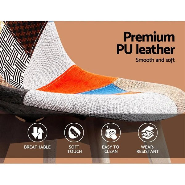 Artiss Set of 2 Retro Beech Fabric Dining Chair - Multi Colour Deals499