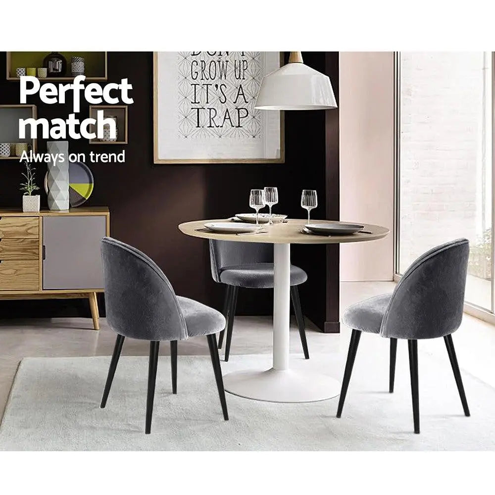 Artiss Set of 2 Velvet Modern Dining Chair - Dark Grey Deals499