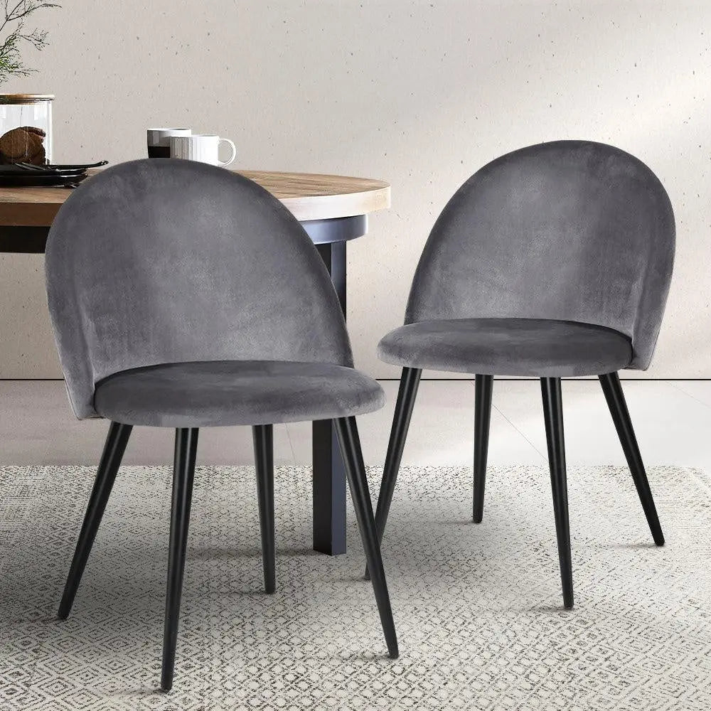 Artiss Set of 2 Velvet Modern Dining Chair - Dark Grey Deals499