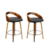 Artiss Set of 2 Walnut Wood Bar Stools - Black and Brown Deals499