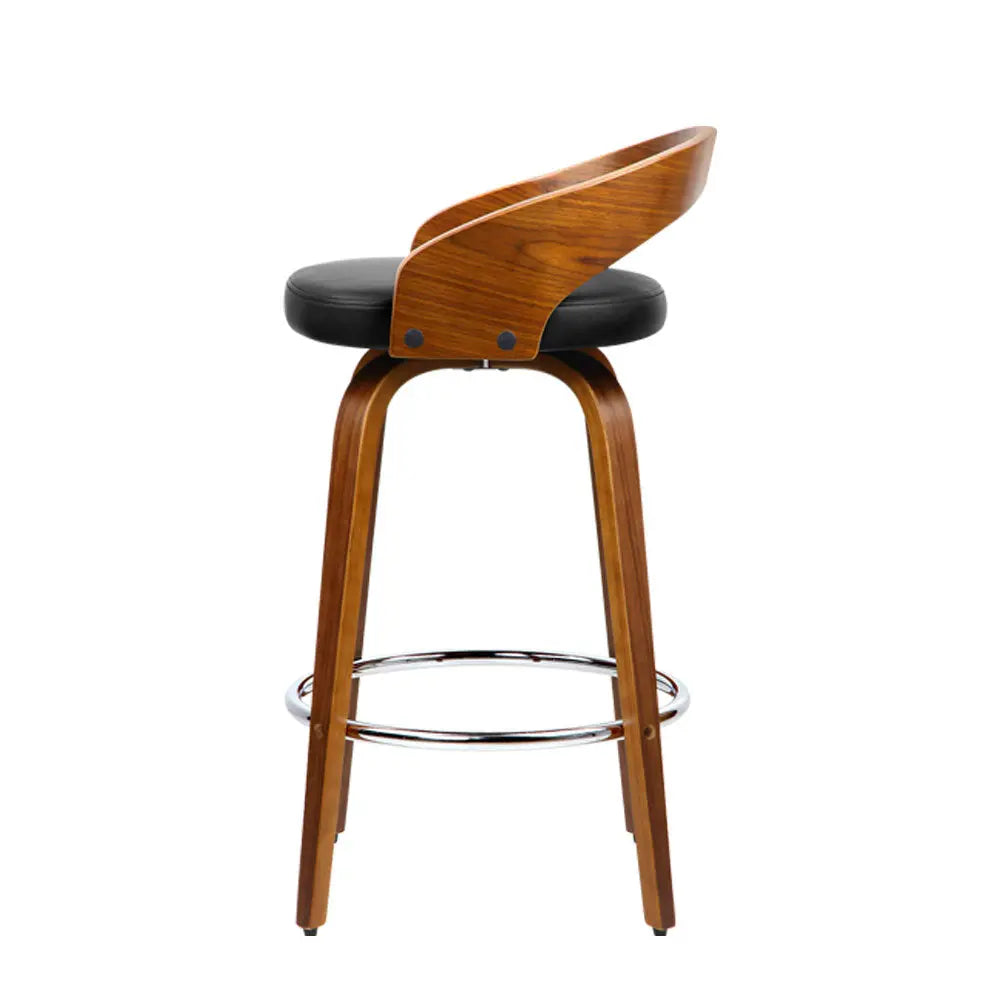 Artiss Set of 2 Walnut Wood Bar Stools - Black and Brown Deals499