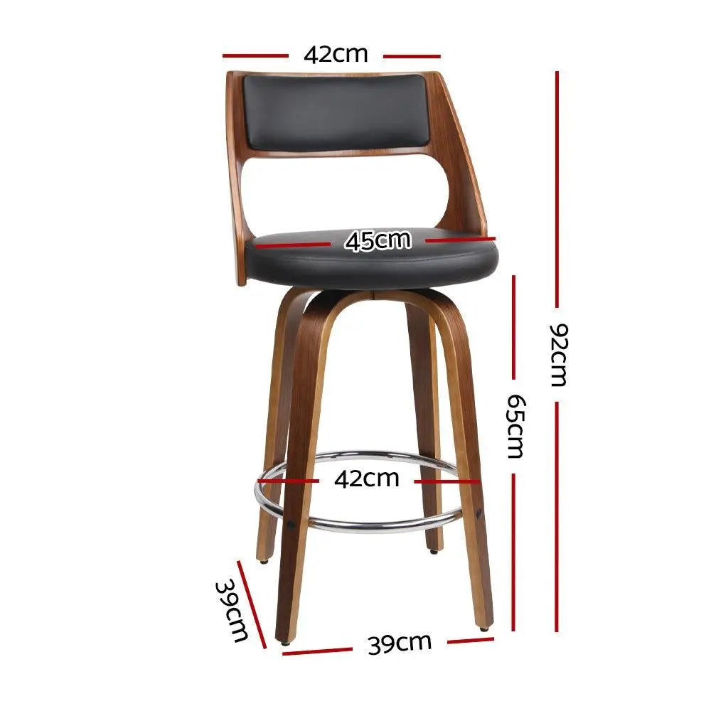 Artiss Set of 2 Wooden Bar Stools - Black Deals499
