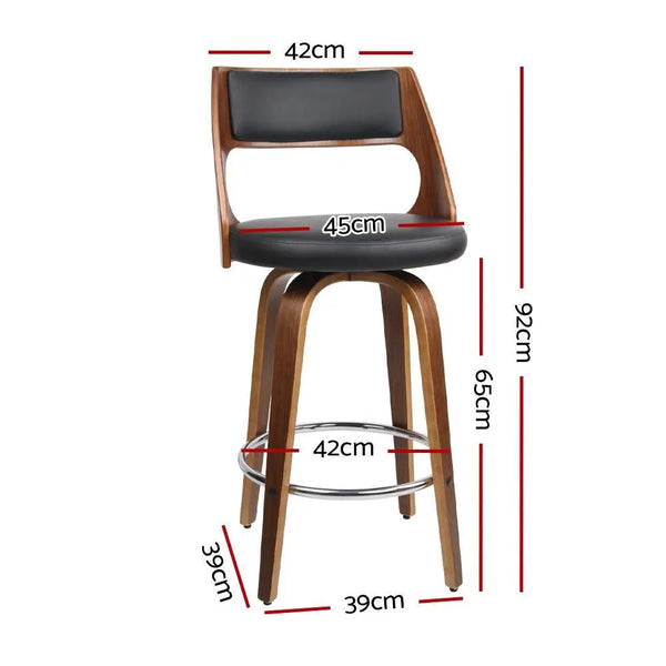 Artiss Set of 2 Wooden Bar Stools - Black Deals499
