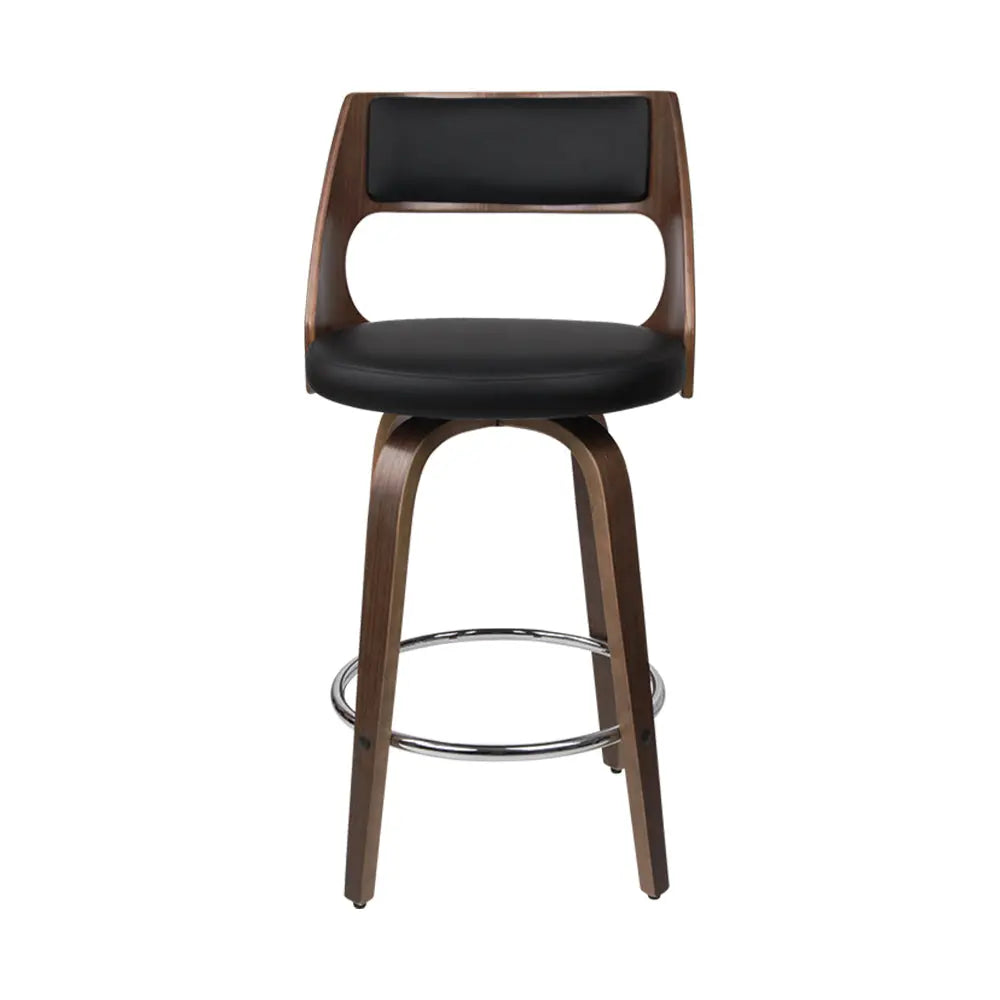 Artiss Set of 2 Wooden Bar Stools PU Leather - Black and Wood Deals499