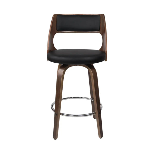 Artiss Set of 2 Wooden Bar Stools PU Leather - Black and Wood Deals499