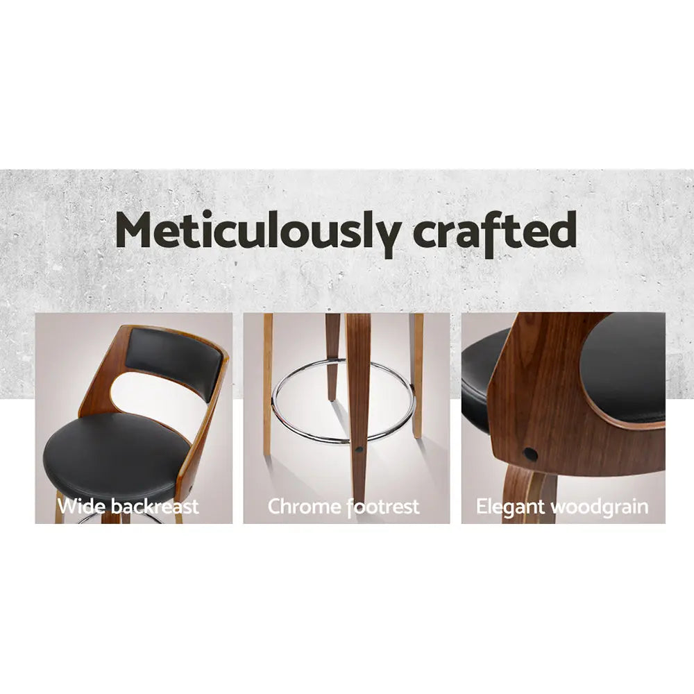 Artiss Set of 2 Wooden Bar Stools PU Leather - Black and Wood Deals499