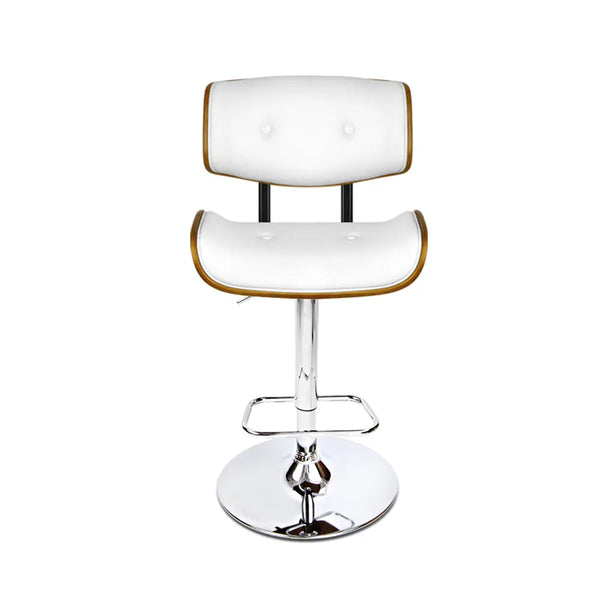 Artiss Set of 2 Wooden Gas Lift Bar Stool - White and Chrome Deals499