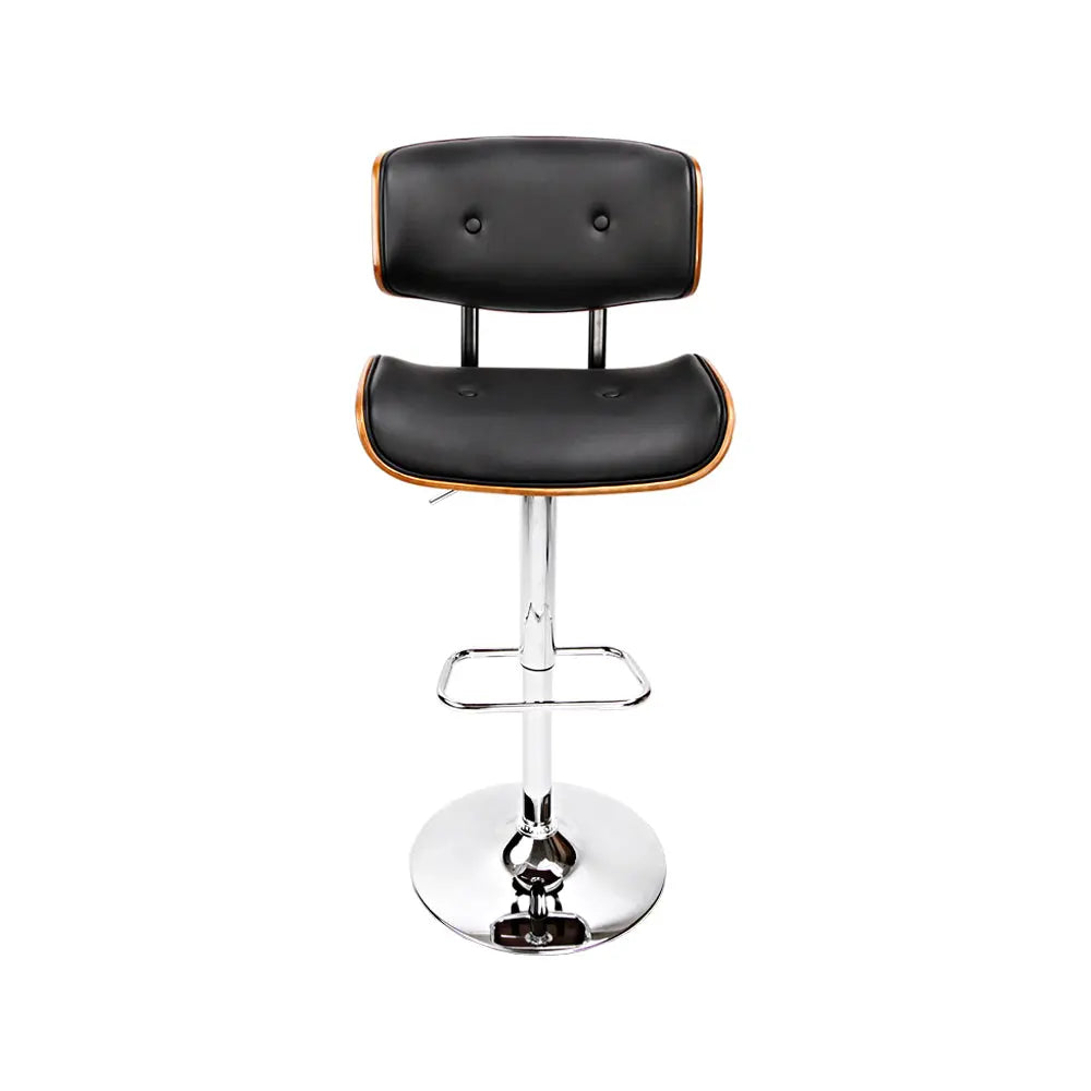 Artiss Set of 2 Wooden Gas Lift Bar Stools - Black and Chrome Deals499