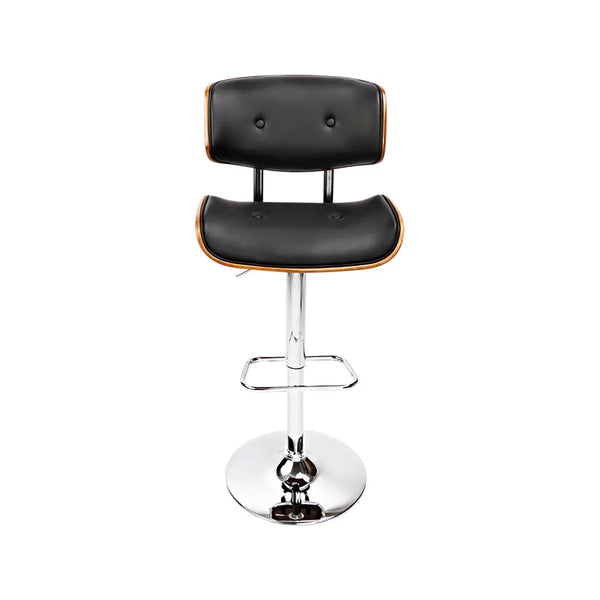 Artiss Set of 2 Wooden Gas Lift Bar Stools - Black and Chrome Deals499