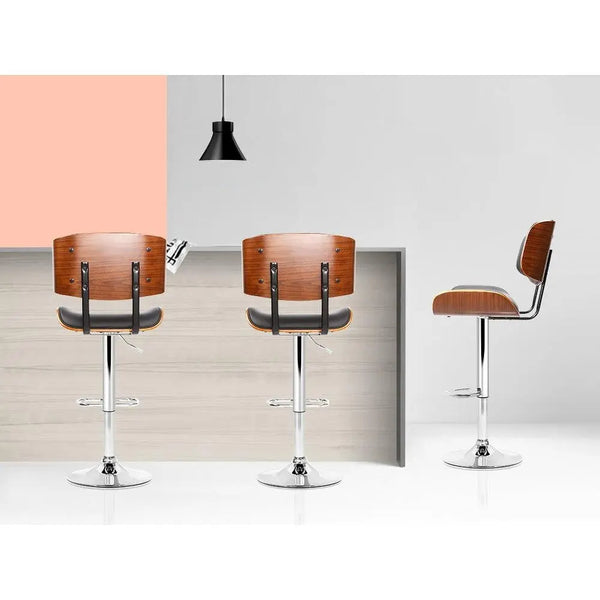 Artiss Set of 2 Wooden Gas Lift Bar Stools - Black and Chrome Deals499