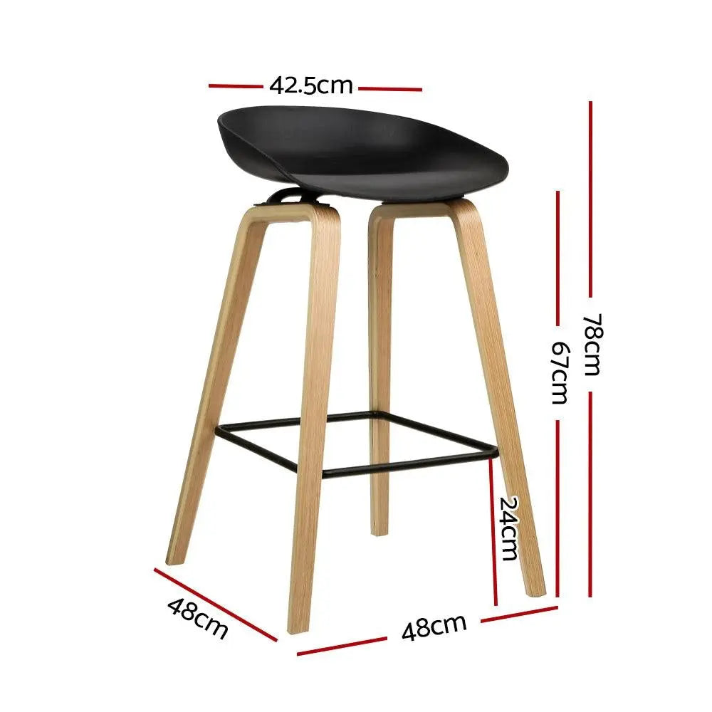Artiss Set of 2 Wooden Square Footrest Bar Stools - Black Deals499