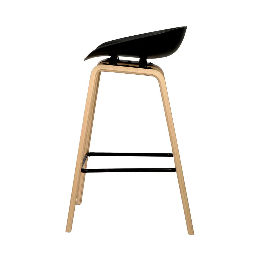 Artiss Set of 2 Wooden Square Footrest Bar Stools - Black Deals499