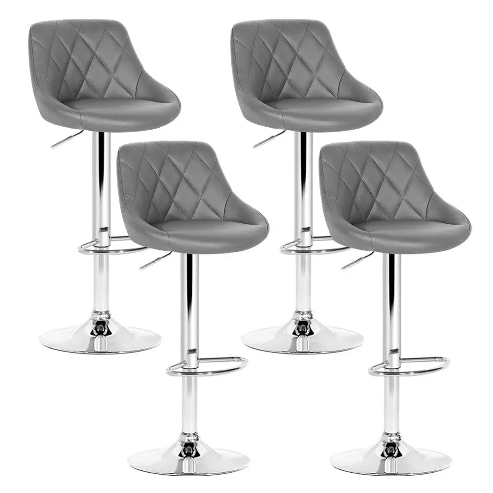 Artiss Set of 4 Bar Stools PU Leather Diamond Style - Grey Deals499