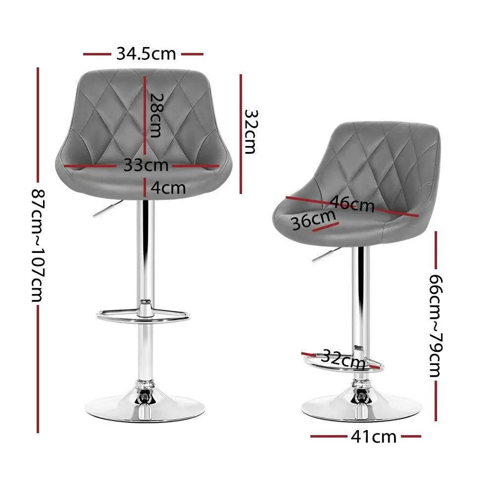 Artiss Set of 4 Bar Stools PU Leather Diamond Style - Grey Deals499