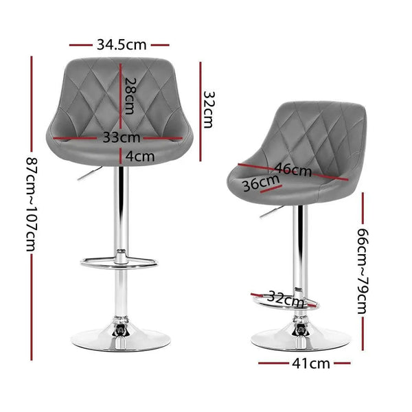 Artiss Set of 4 Bar Stools PU Leather Diamond Style - Grey Deals499