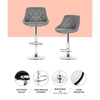 Artiss Set of 4 Bar Stools PU Leather Diamond Style - Grey Deals499