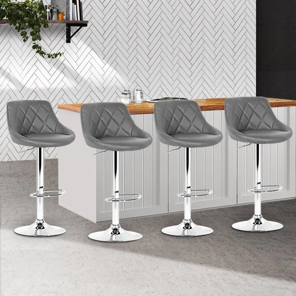 Artiss Set of 4 Bar Stools PU Leather Diamond Style - Grey Deals499