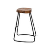 Artiss Set of 4 Elm Wood Backless Bar Stools 65cm - Black and Dark Natural Deals499