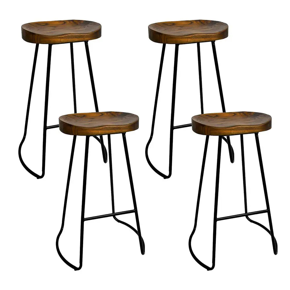 Artiss Set of 4 Elm Wood Backless Bar Stools 75cm - Black Deals499
