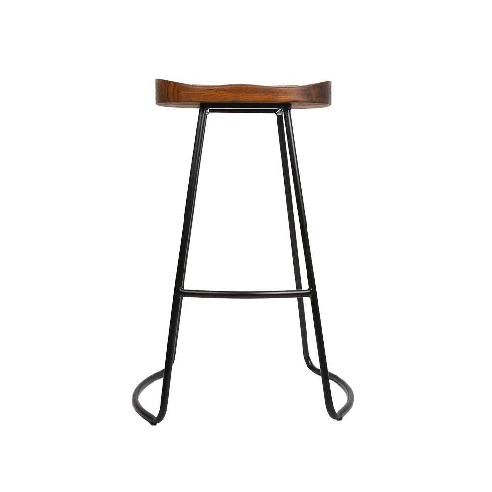 Artiss Set of 4 Elm Wood Backless Bar Stools 75cm - Black Deals499