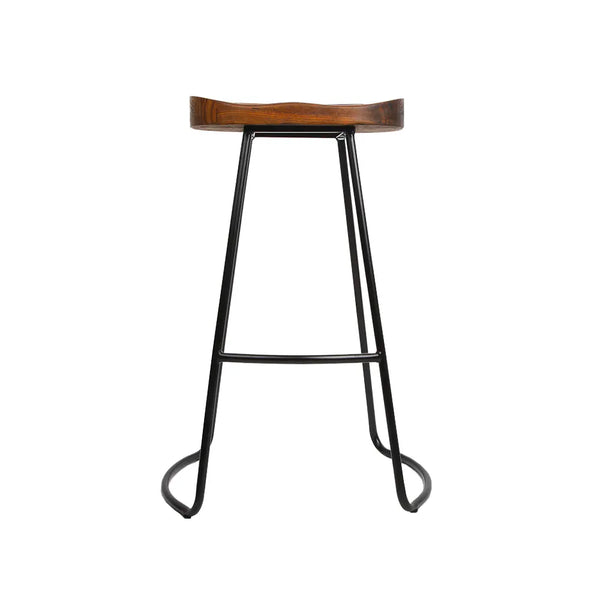 Artiss Set of 4 Elm Wood Backless Bar Stools 75cm - Black Deals499
