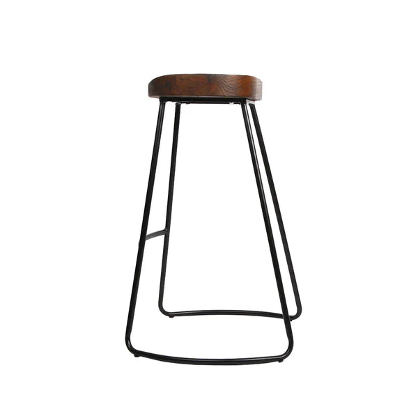 Artiss Set of 4 Elm Wood Backless Bar Stools 75cm - Black Deals499