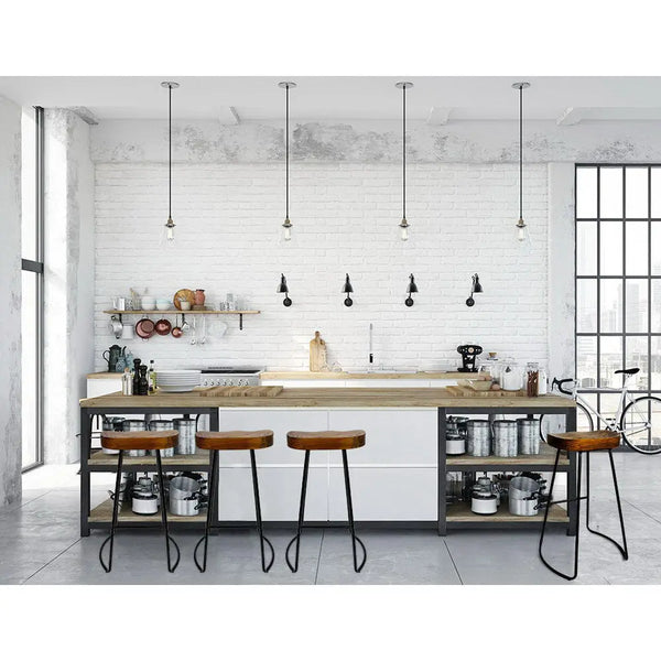 Artiss Set of 4 Elm Wood Backless Bar Stools 75cm - Black Deals499