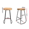 Artiss Set of 4 Elm Wood Backless Bar Stools 75cm - Black and Light Natural Deals499